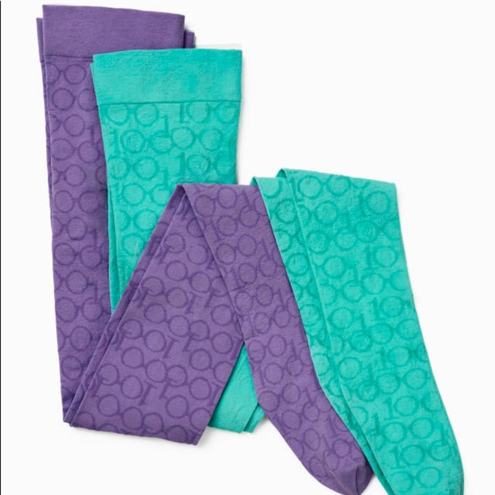 NWT - Iris Apfel x H&M - Limited Edition Purple & Turquoise Tights - Size L/XL